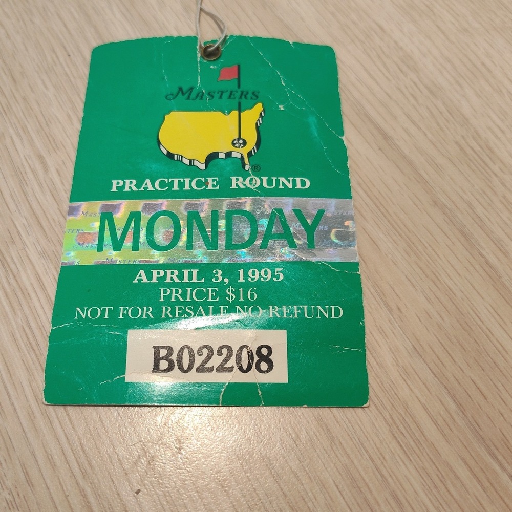 1995 Masters Tournament Practice Round‎ Badge Ticket Monday April 3 Vintage Golf